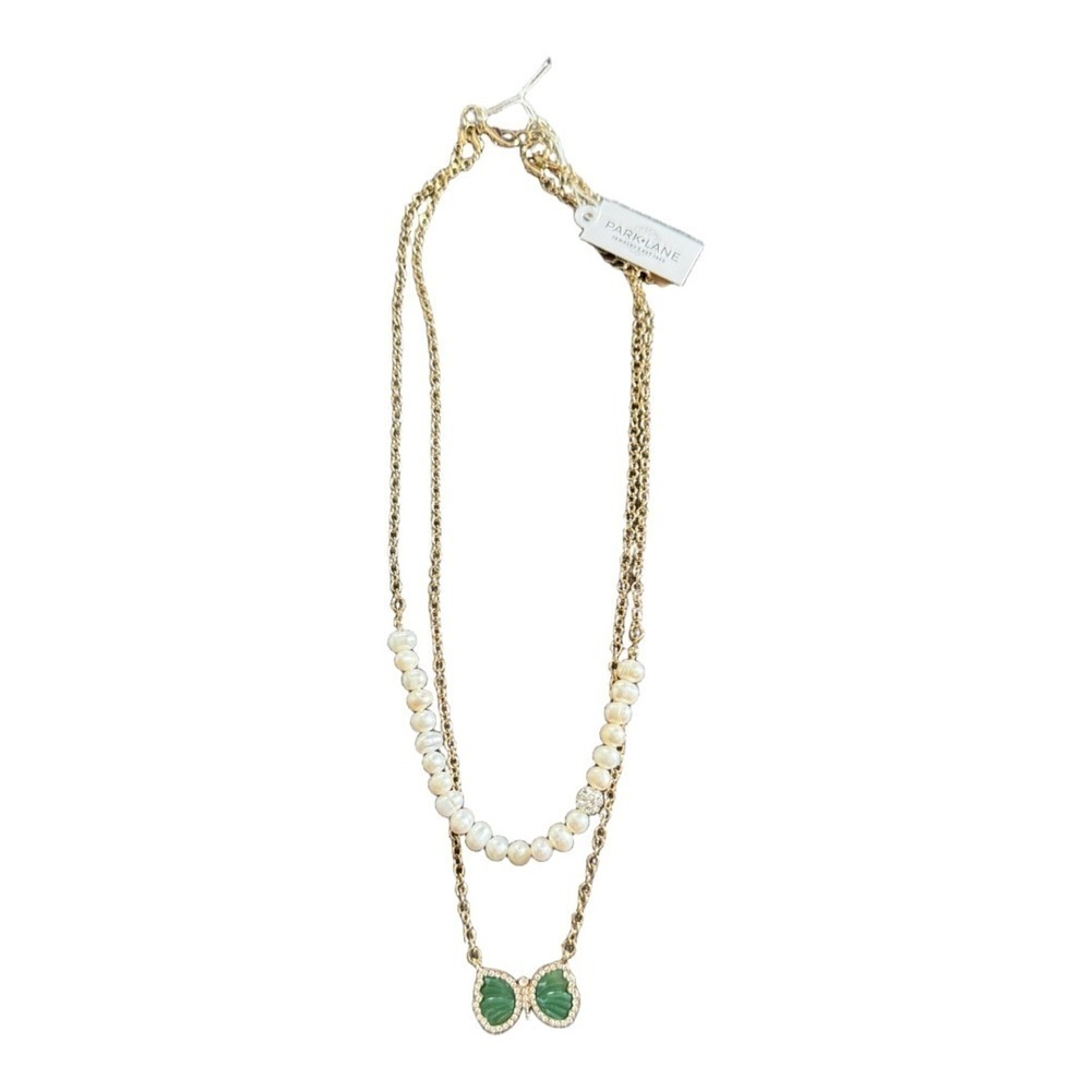 PARK LANE TWO-STRAND PEARL & BUTTERFLY NECKLACE GOLD TONE NWT PREP FEMININE